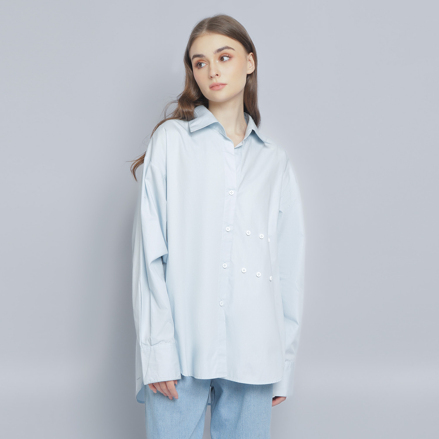 NASL Adjustable Wrap Shirt in Baby Blue