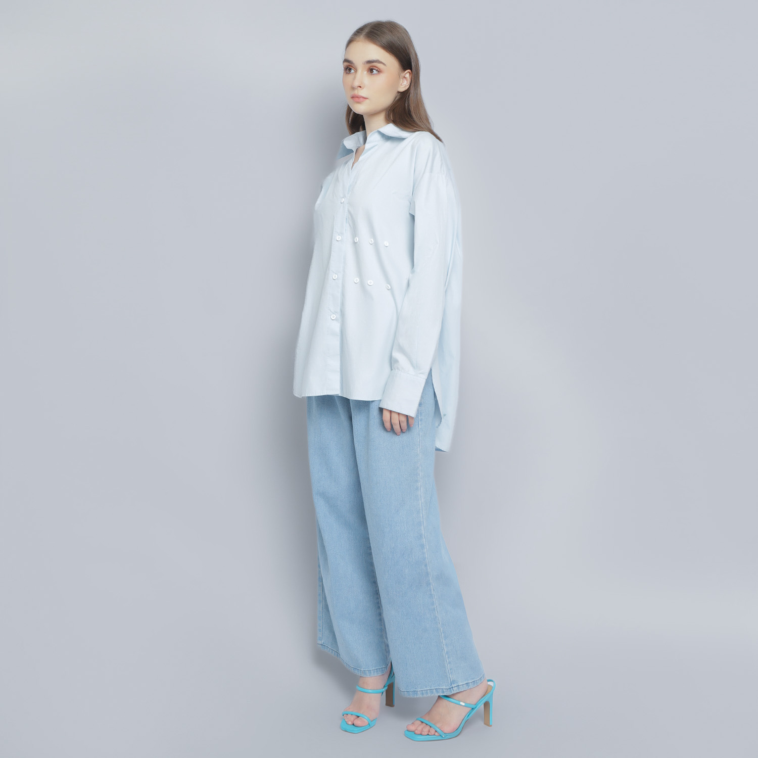 NASL Adjustable Wrap Shirt in Baby Blue